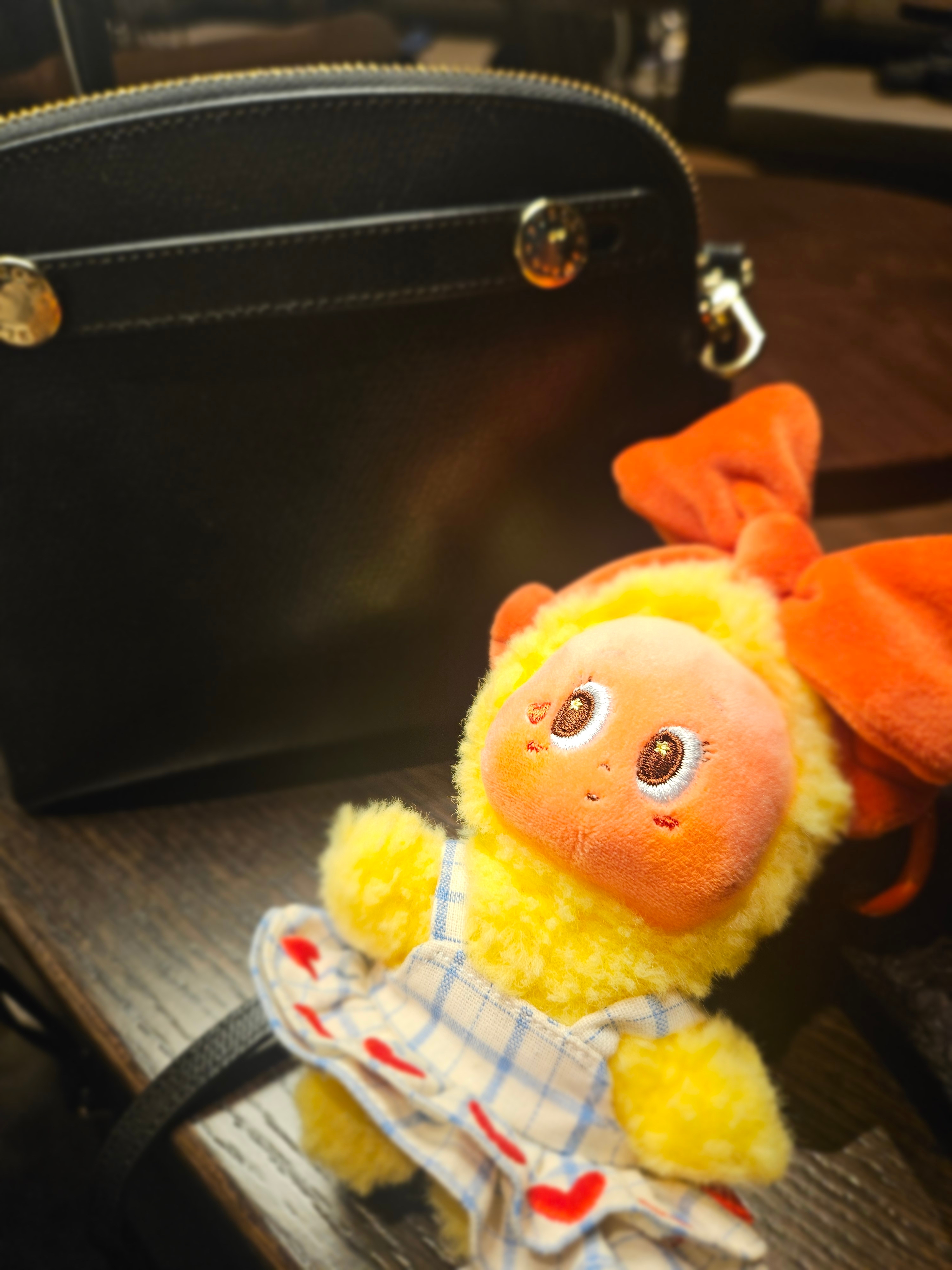 Pop Mart Twinkle Twinkle Crush On You Series Plush Pendent Skip A Beat (Opened Case), Human Made Heart Carabiner Yellow 착용 스타일 - 2