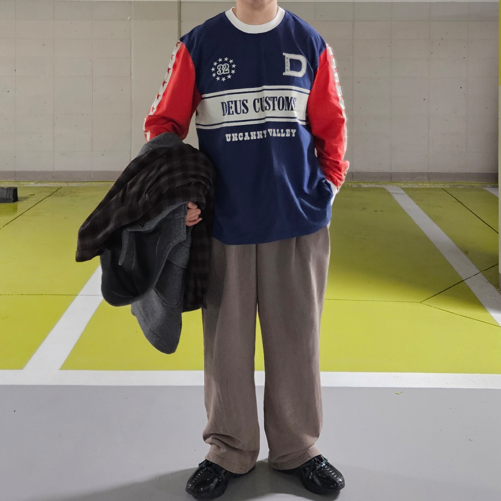 New Era x MoMA New York Yankees Cap Navy, Comoli Rayon Open Collar Shirt Check - 24SS 착용 스타일 - 2