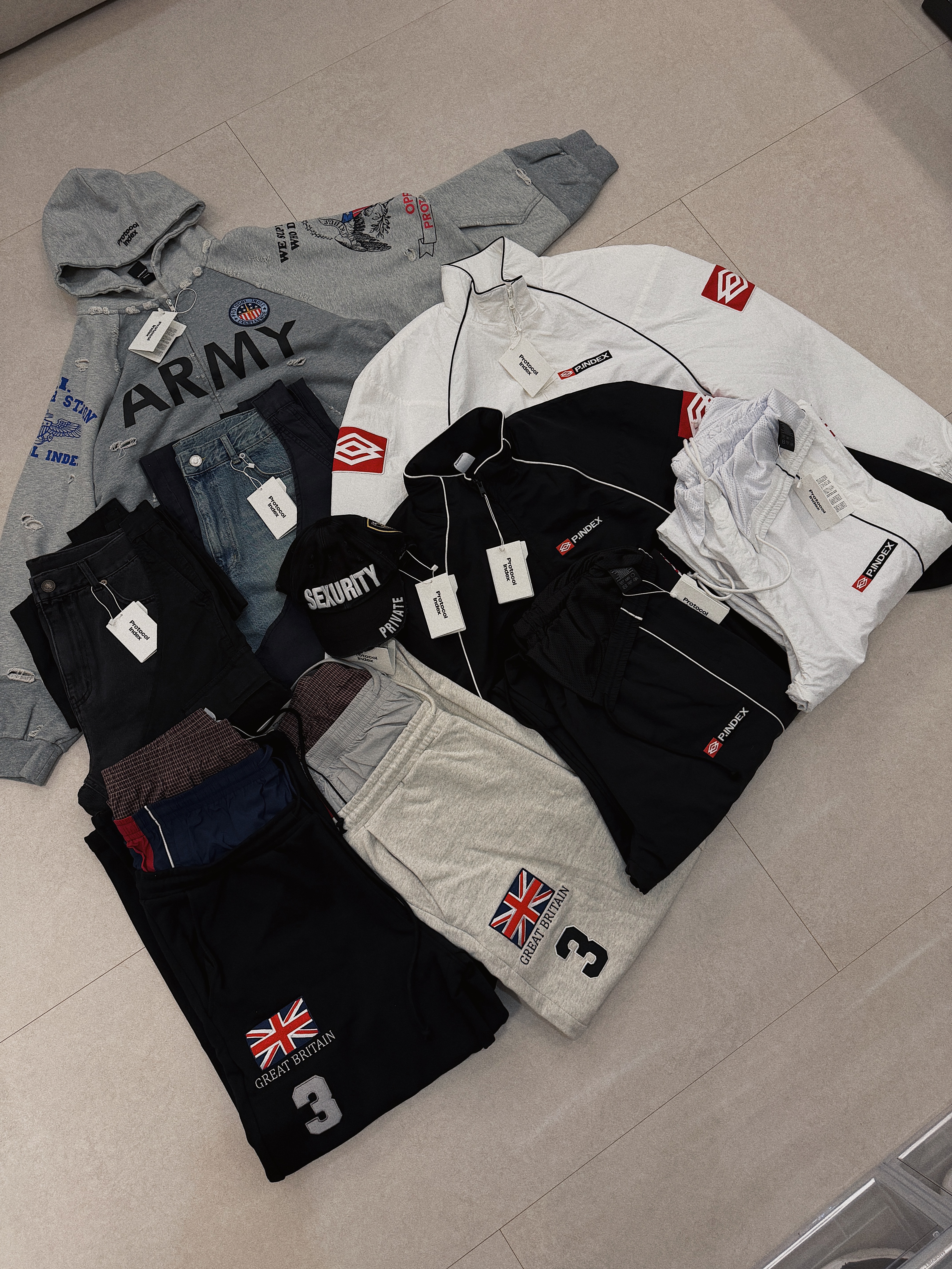 LOSTGARDEN Phantom, Protocol Index Exaggerated Shoulder Air Jacket White 착용 스타일 - 4