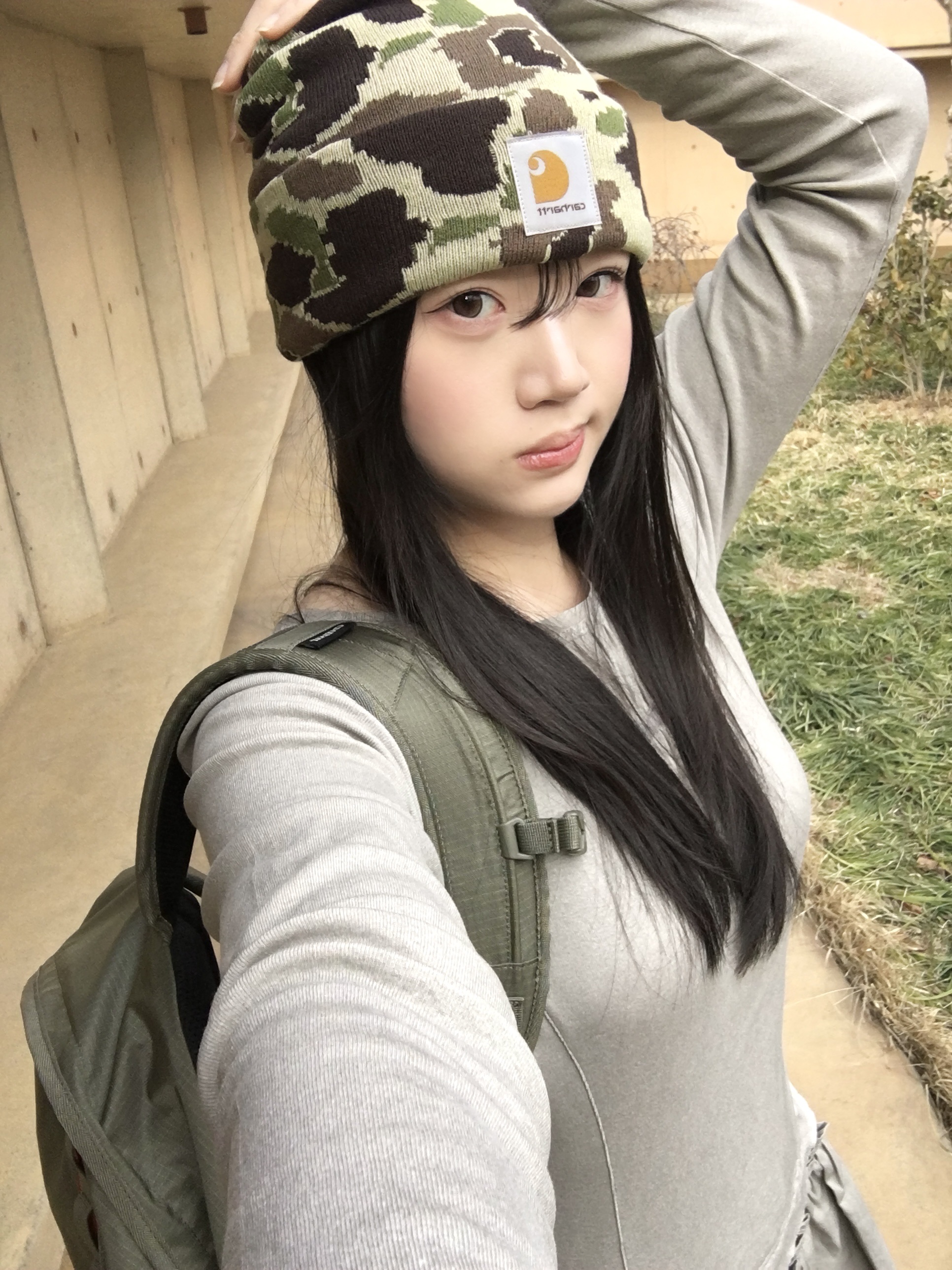 Palace x Carhartt WIP Watch Hat Dollar Green Camo - 23FW 착용 스타일