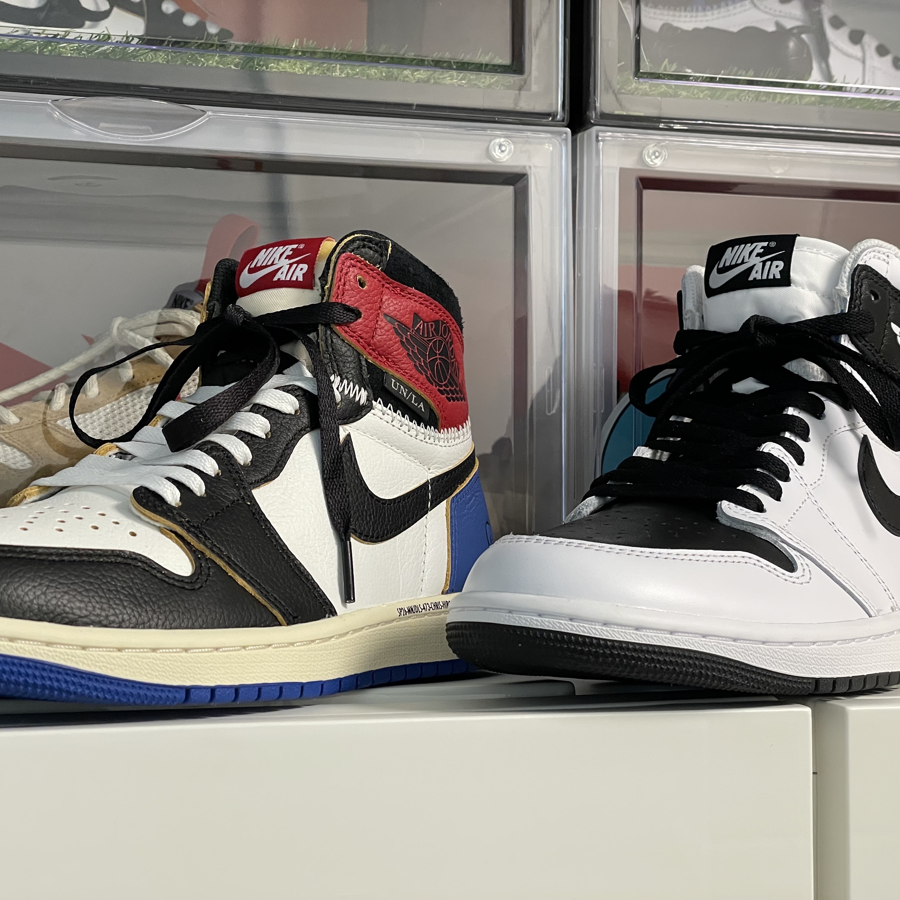 Jordan 1 x Fragment x Union LA Black and Varsity Red, Jordan 1 x Fragment x Union LA High OG SP White Black 착용 스타일 - 1