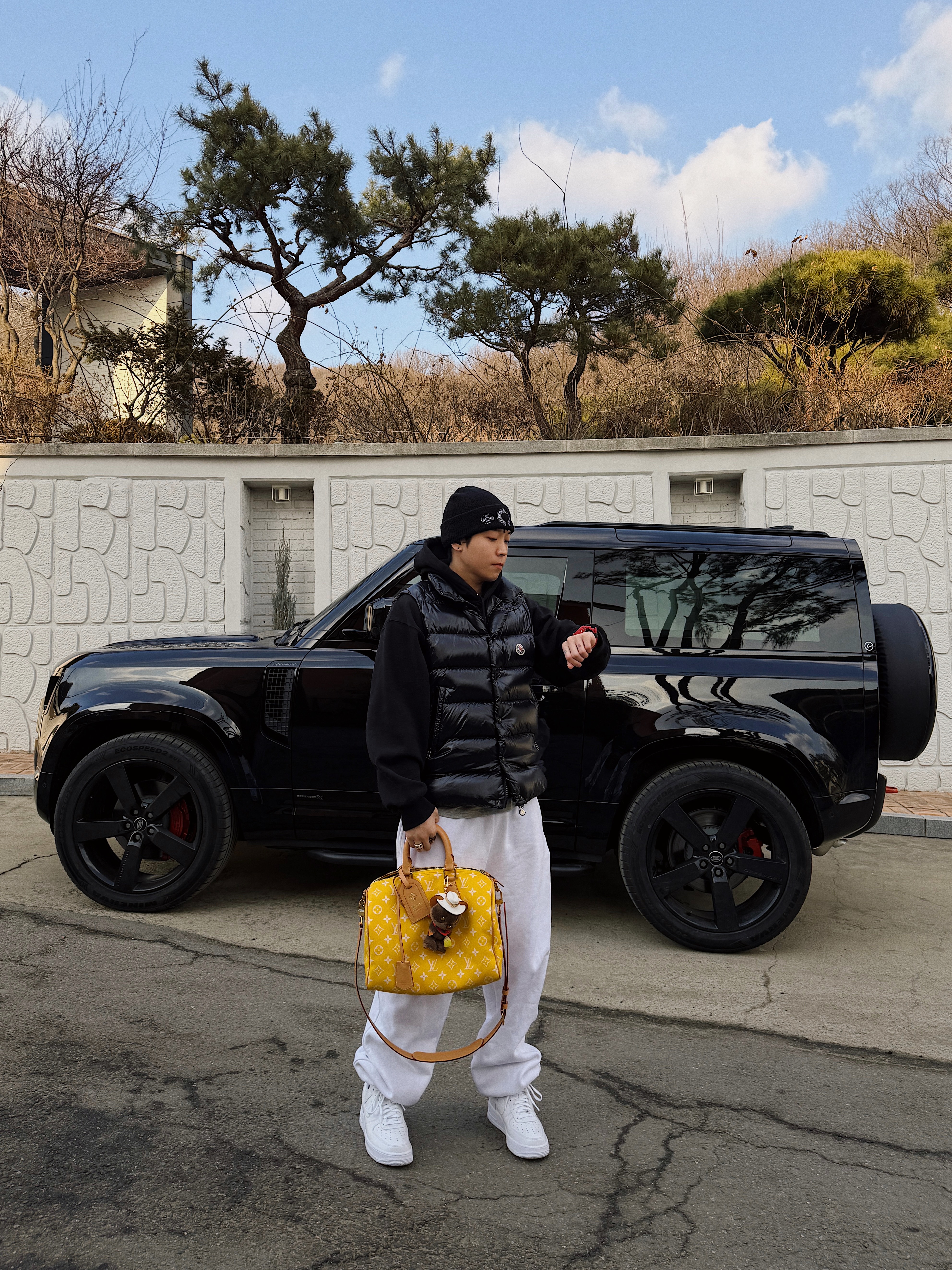 Chrome Hearts Horseshoe Beanie Black, Nike Air Force 1 '07 Low White 착용 스타일 - 1