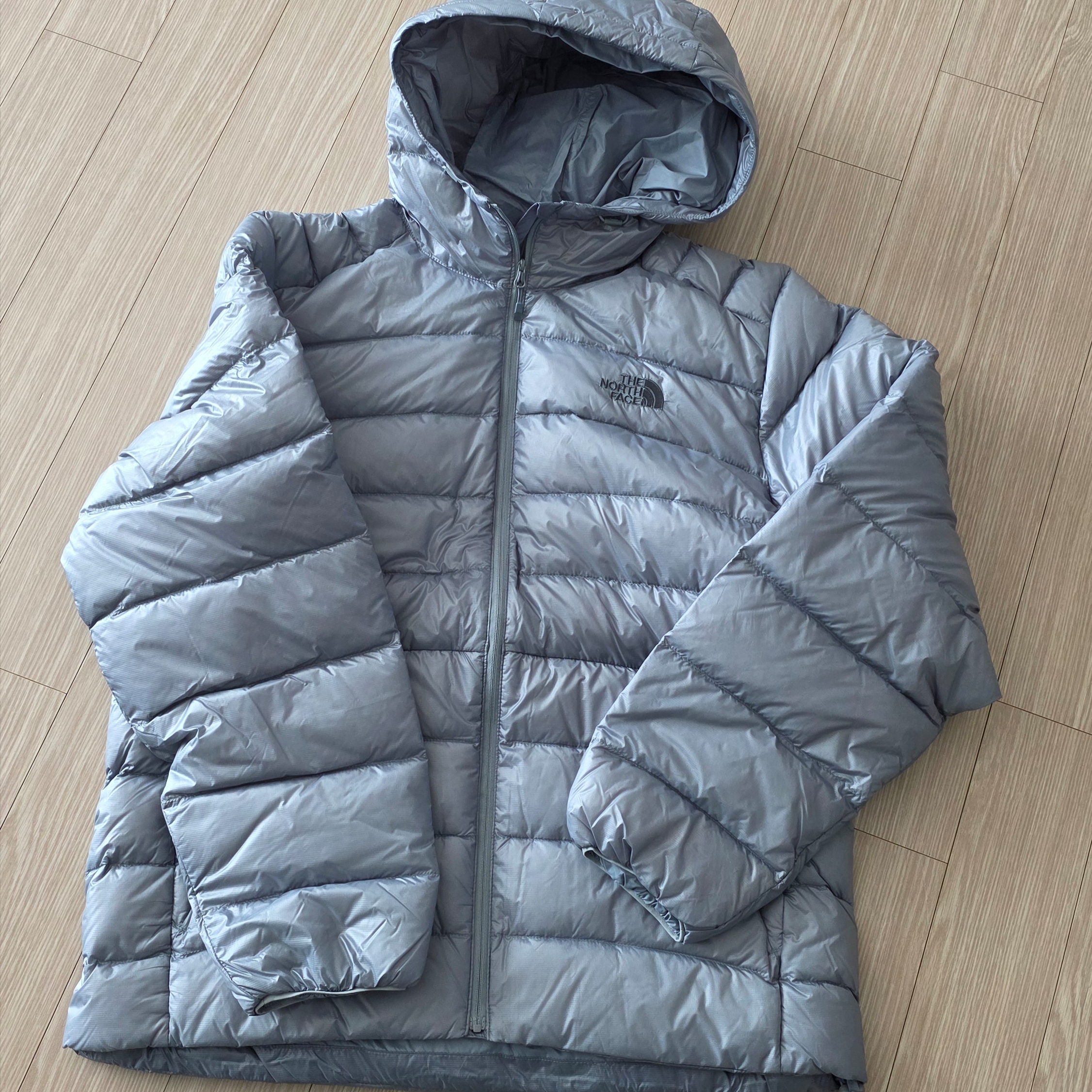 The North Face Matier EX RDS Down Hoodie Light Gray - 25FW 착용 스타일