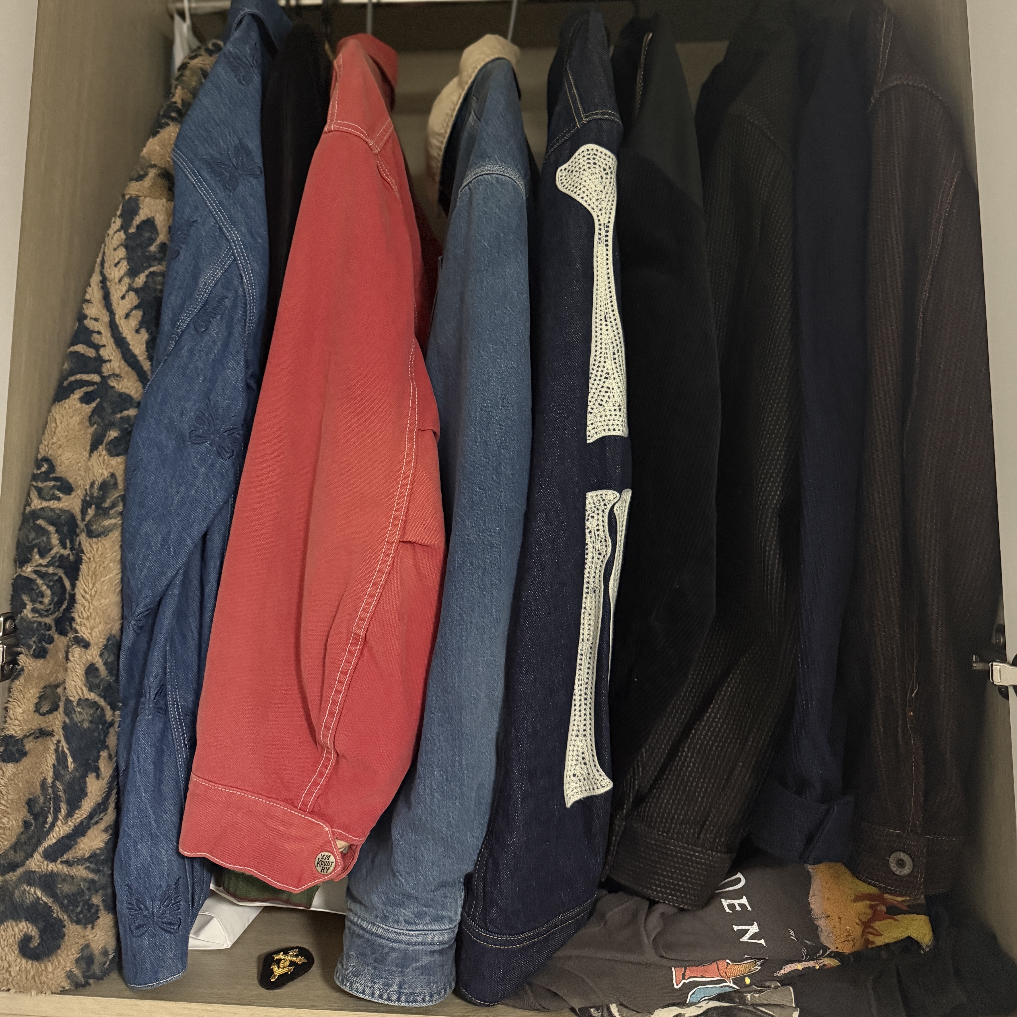 Kapital Century Denim No.9 1st Jacket Black, Kapital 11.5 oz. Denim Mexican Tuxedo Westerner Bone Jacket Indigo 착용 스타일 - 1