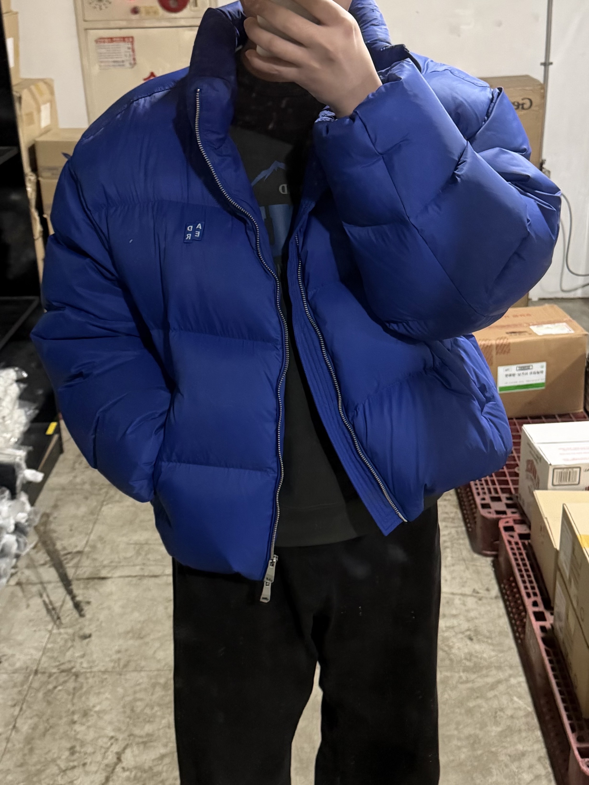 Ader Error Sig; TRS Tag Puffer Jacket 01 Z-Blue 착용 스타일 - 1