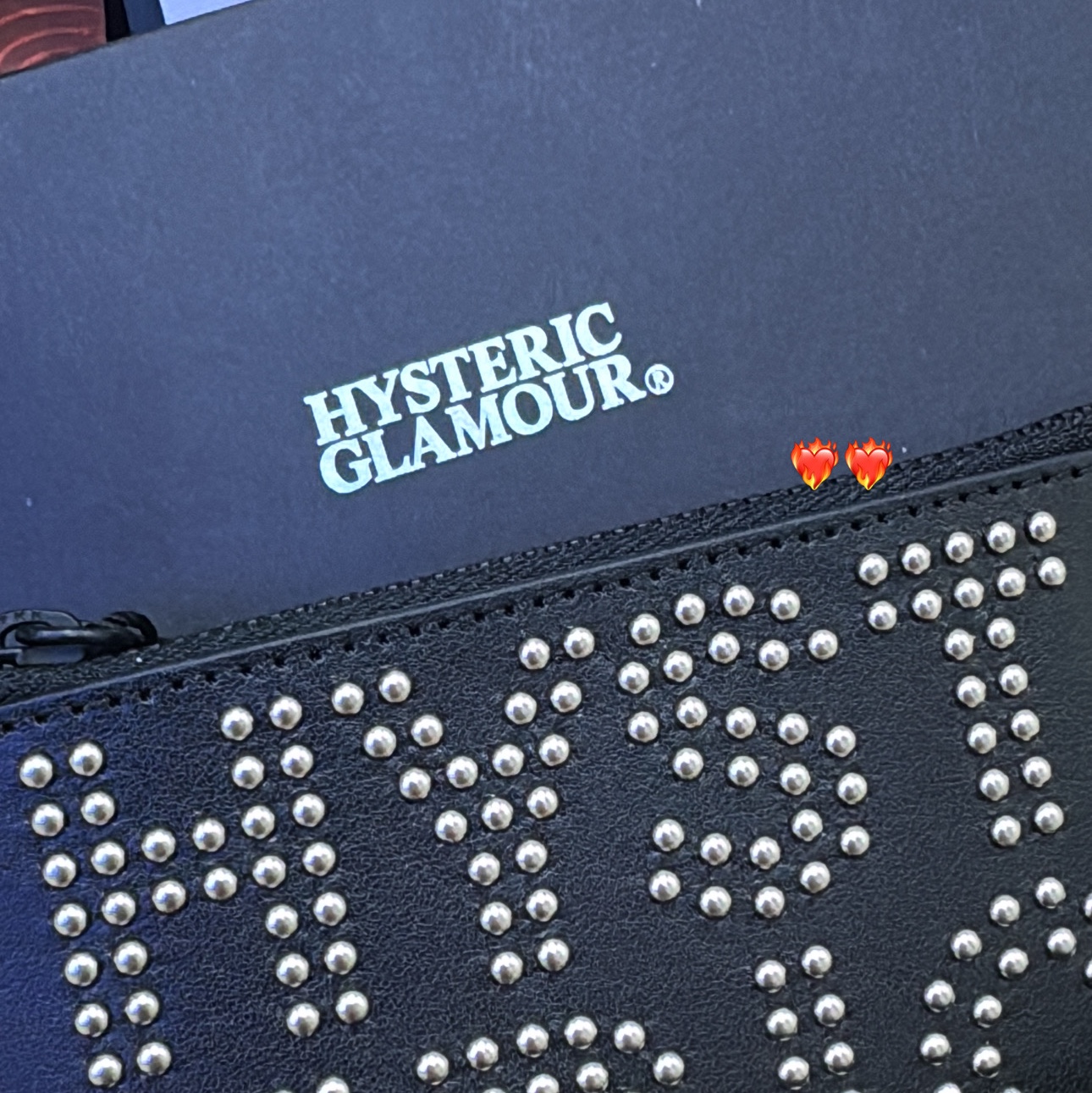 Hysteric Glamour Logo Stud Fragment Case Black 착용 스타일