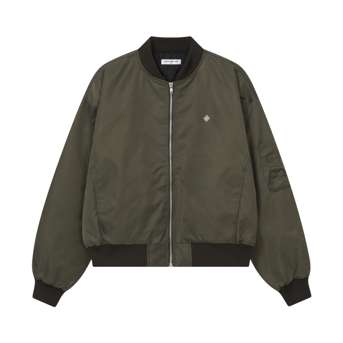 슬로우 레코드 하우스 픽셀 크롭 봄버 자켓 카키(SLOW RECORD HOUSE Pixel Crop Bomber Jacket Khaki)