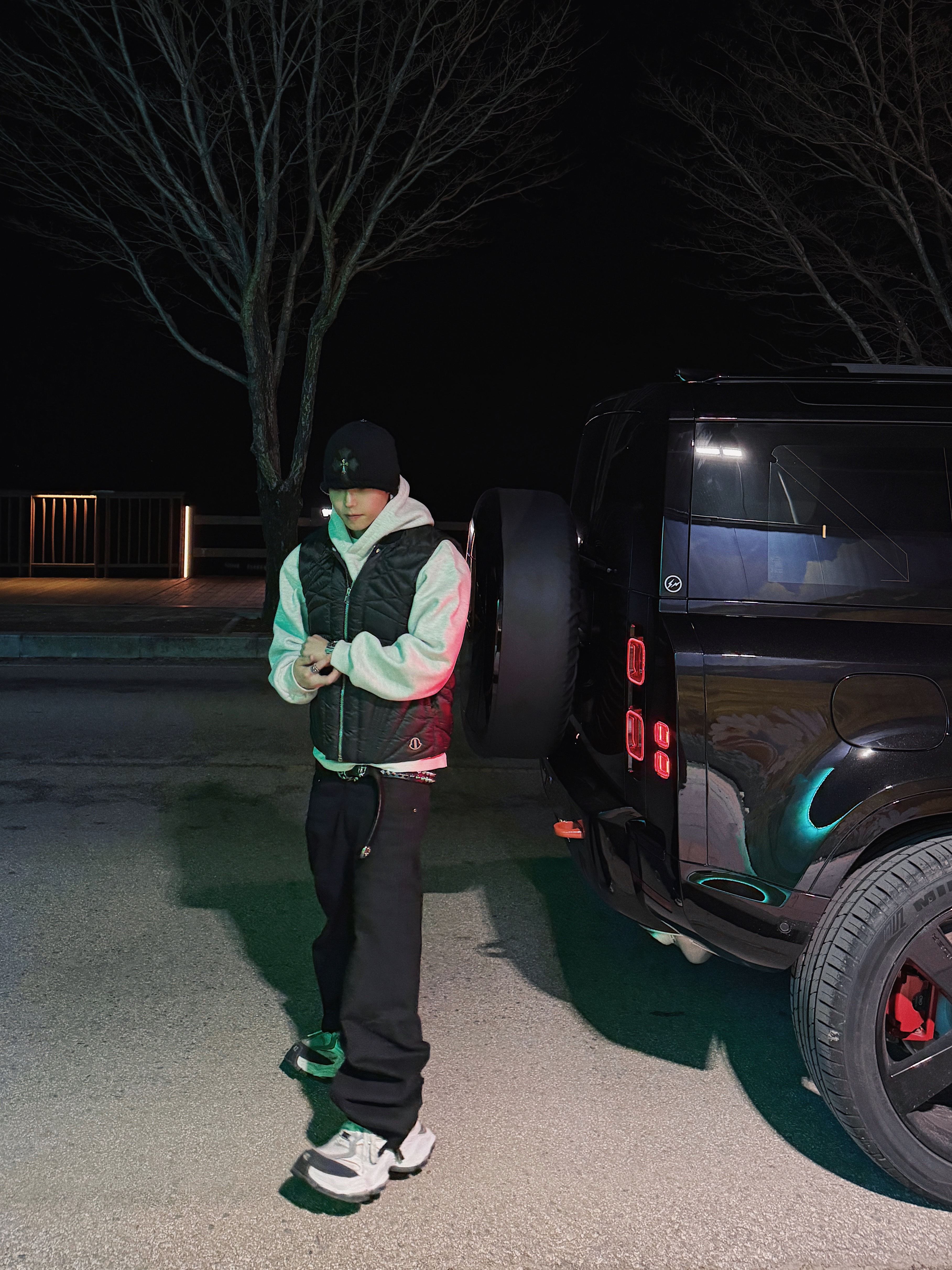 Chrome Hearts Cross Leather Patch Cotton Beanie Black, Chrome Hearts Cross Leather Patch Cashmere Beanie Black 착용 스타일 - 3