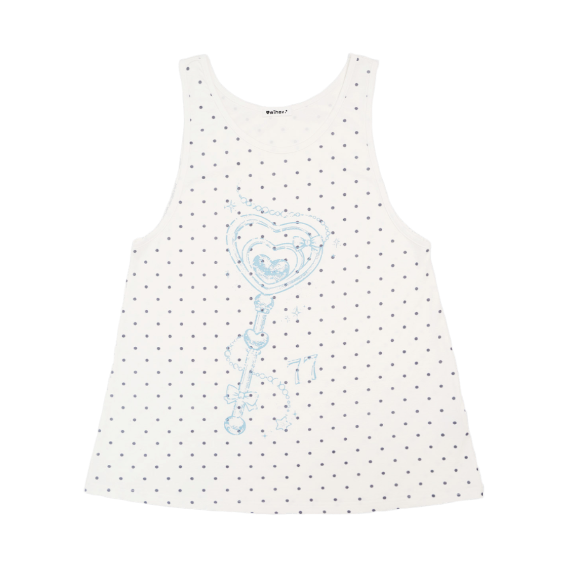 미헤브 러블리 매직 완드 오버핏 나시 화이트 도트(mihev Lovely Magic Wand Oversized Sleeveless Top White Dot) - 1
