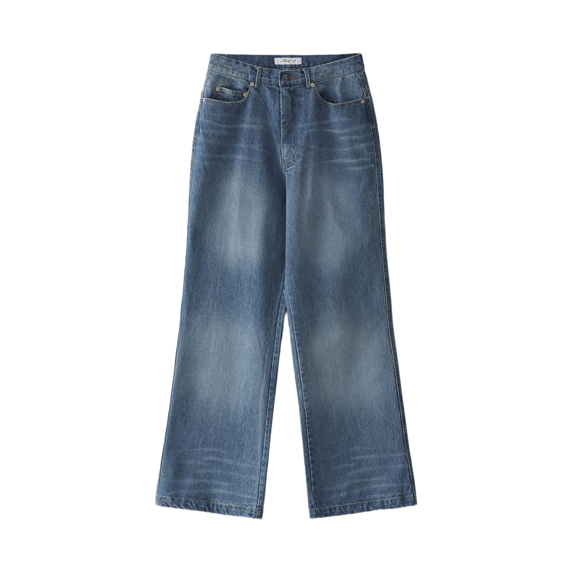 블루 선플라워 세미 플레어 핫픽스 진(Blue Sunflower Semi-Flare Hotfix Jeans)