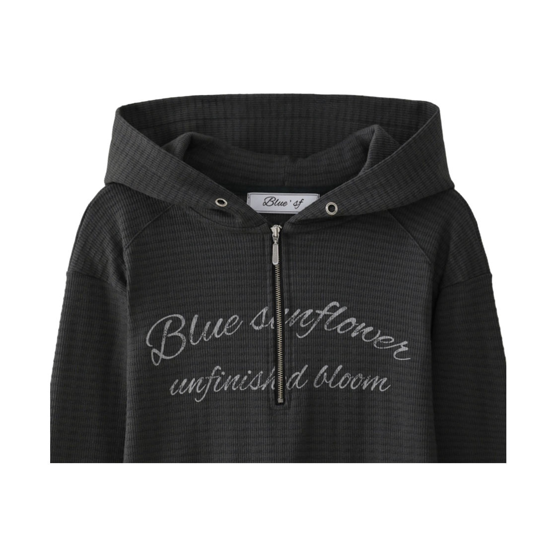 블루 선플라워 크롭 후드 하프집업 차콜(Blue Sunflower Crop Hood Half-Zip Charcoal) - 4