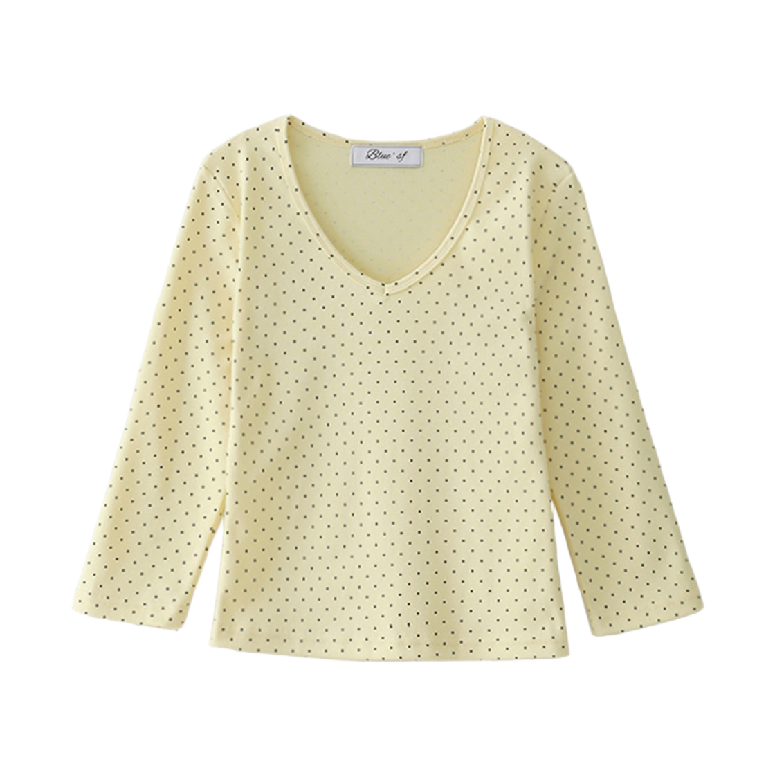 블루 선플라워 도트 브이넥 티(Blue Sunflower Dot V-Neck Tee)