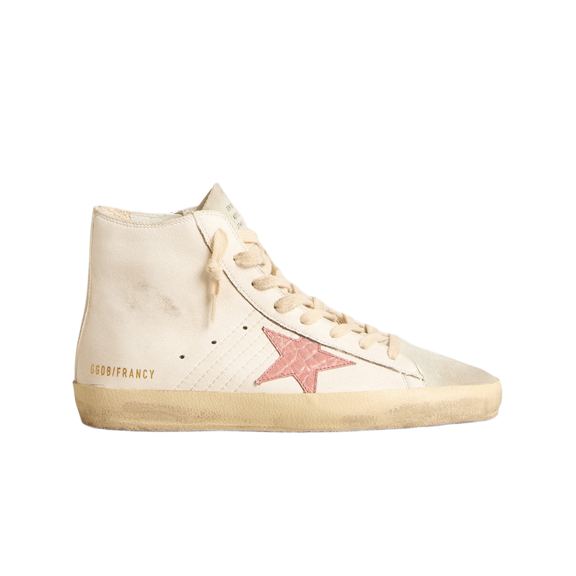 GWF00113-F005895-82660 (W) Golden Goose Francy Nappa Leather Crocodile Print Sneakers Cream