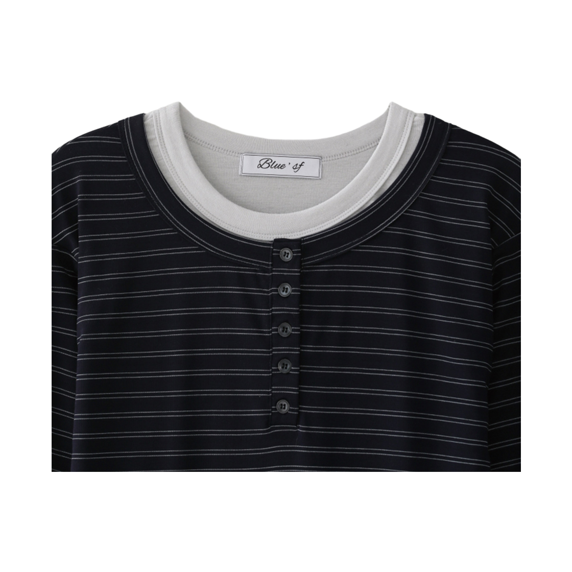 블루 선플라워 더블 레이어드 헨리넥 네이비(Blue Sunflower Double Layer Henley Neck Navy) - 4