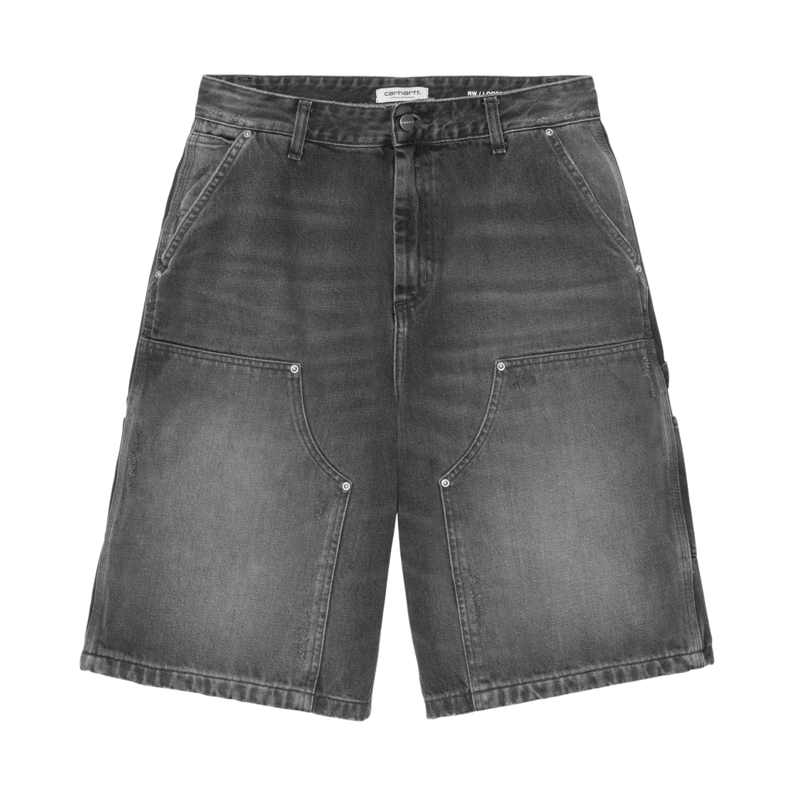 (W) 칼하트 WIP 닉슨 더블 니 쇼츠 블랙 그라인드 워시드((W) Carhartt WIP Nixon Double Knee Shorts Black Grind Washed)