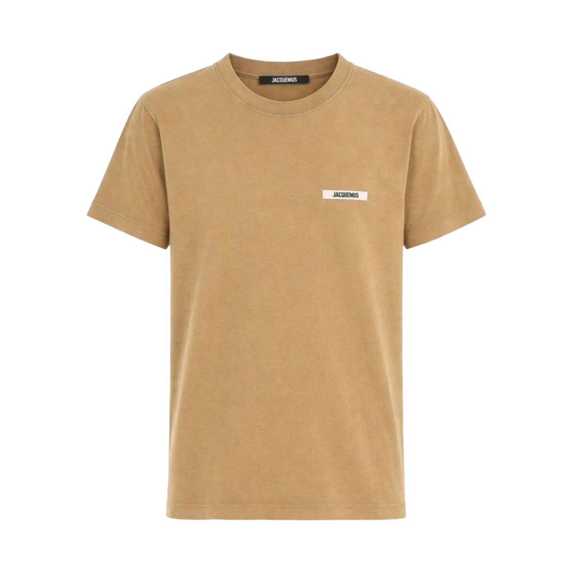 (W) 자크뮈스 그로그랭 로고 숏슬리브 티셔츠 다크 베이지((W) Jacquemus Grosgrain Logo Short Sleeve T-Shirt Dark Beige)