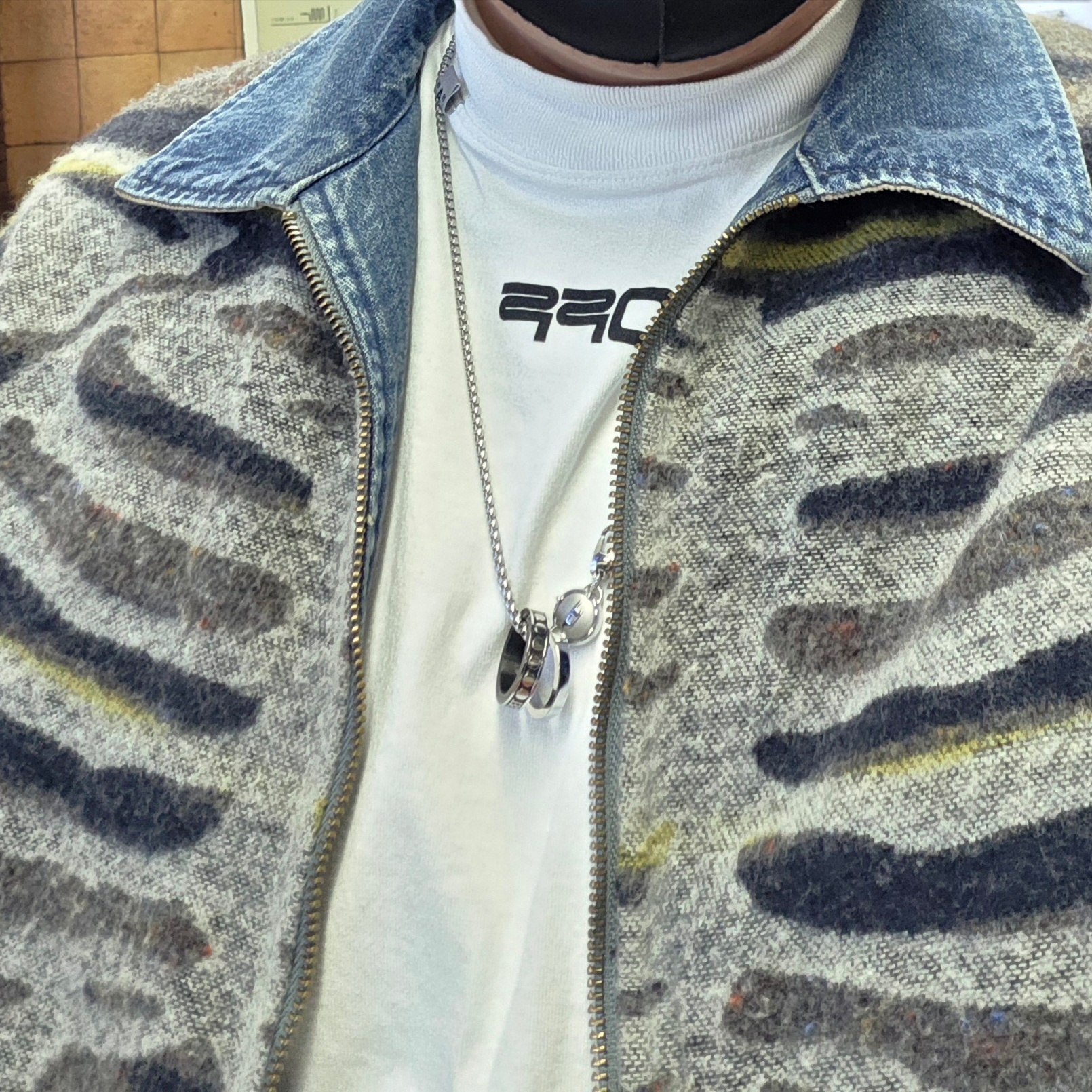 Diesel Dx1168040 Stainless Steel Double Pendant Necklace Silver 착용 스타일
