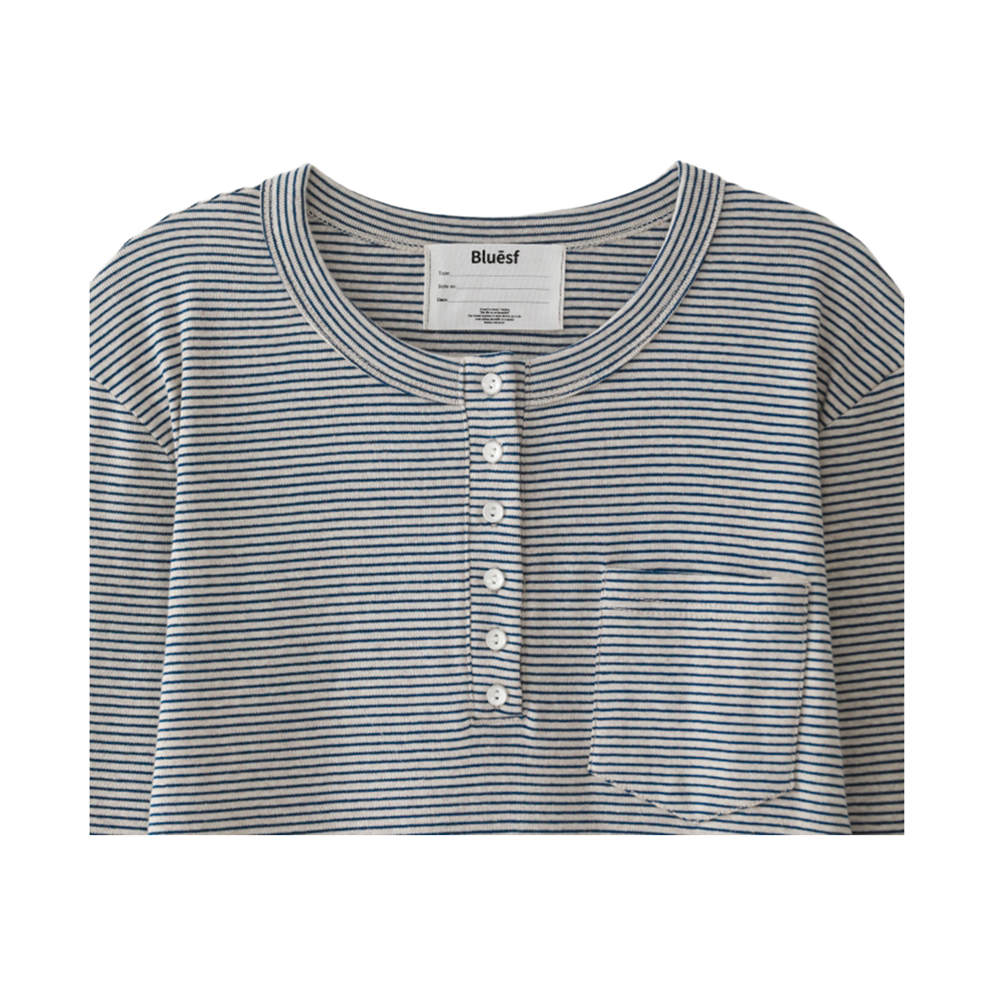 블루 선플라워 블룸 스트라이프 헨리넥(Blue Sunflower Bloom Stripe Henley Neck) - 4