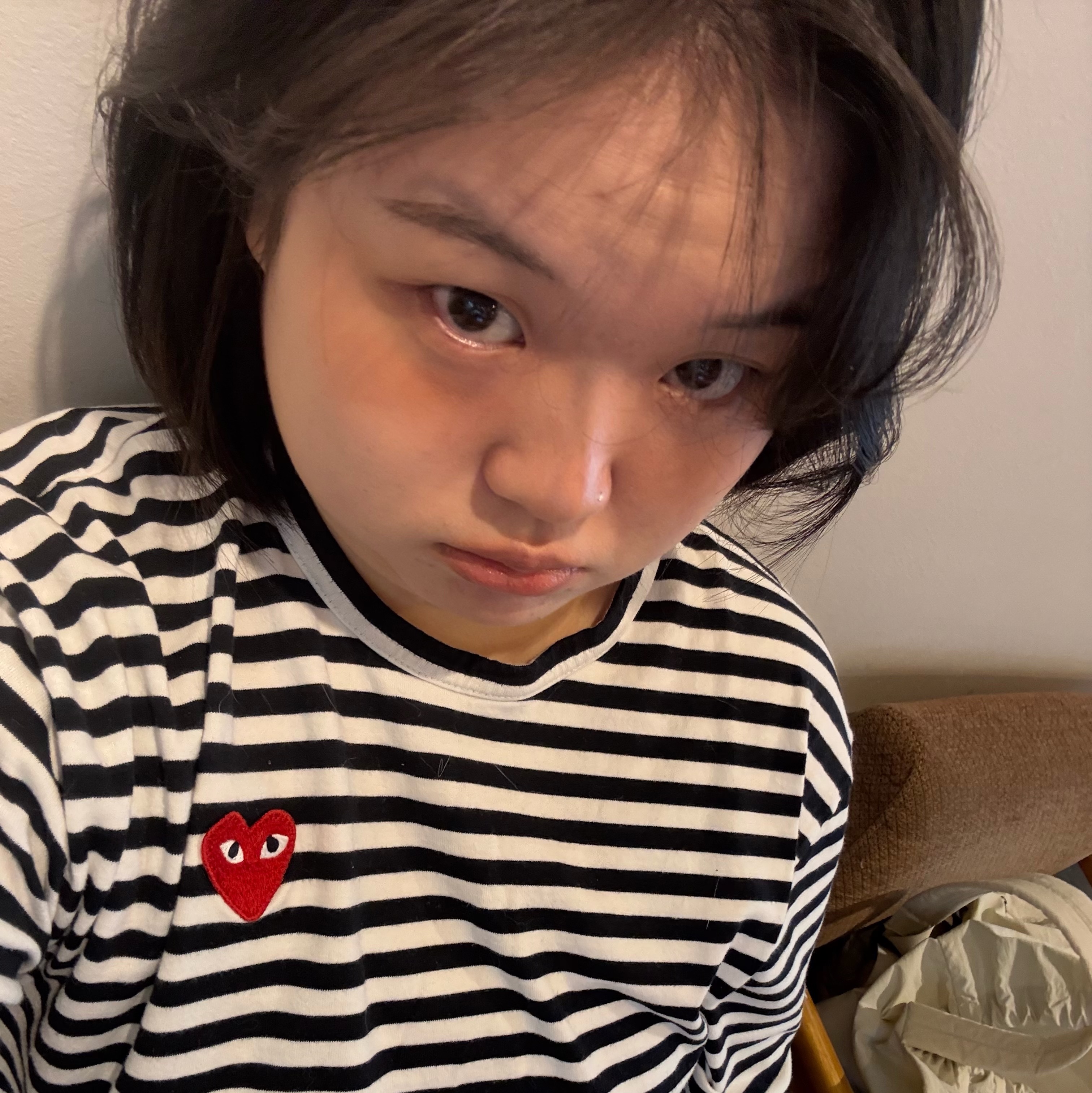 Play Comme des Garcons Striped LS T-Shirt Black White 착용 스타일 - 1