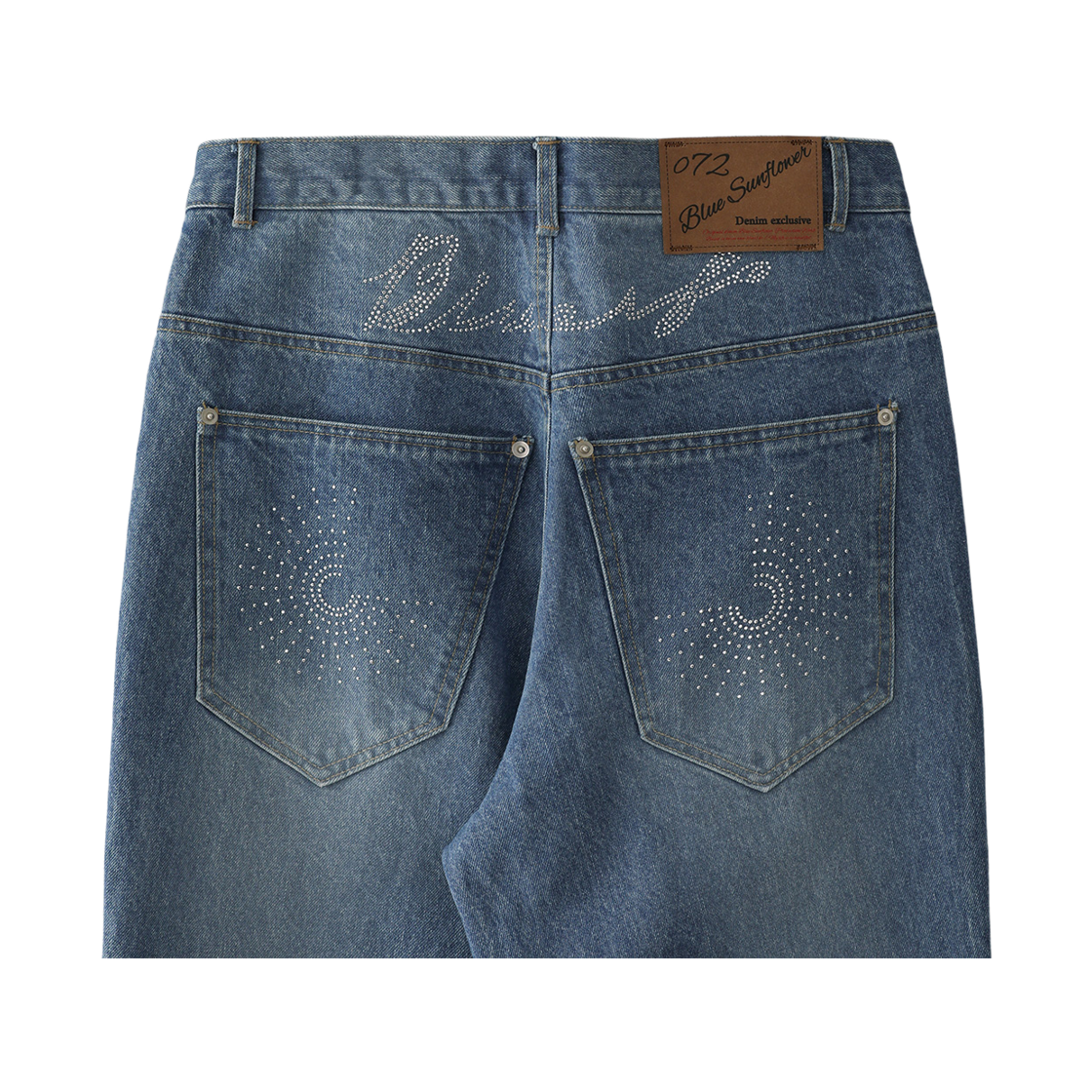블루 선플라워 세미 플레어 핫픽스 진(Blue Sunflower Semi-Flare Hotfix Jeans) - 5
