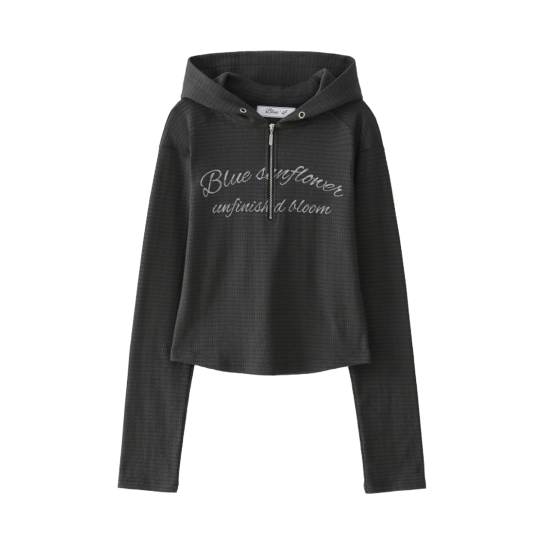 블루 선플라워 크롭 후드 하프집업 차콜(Blue Sunflower Crop Hood Half-Zip Charcoal)