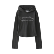 Blue Sunflower Crop Hood Half-Zip Charcoal