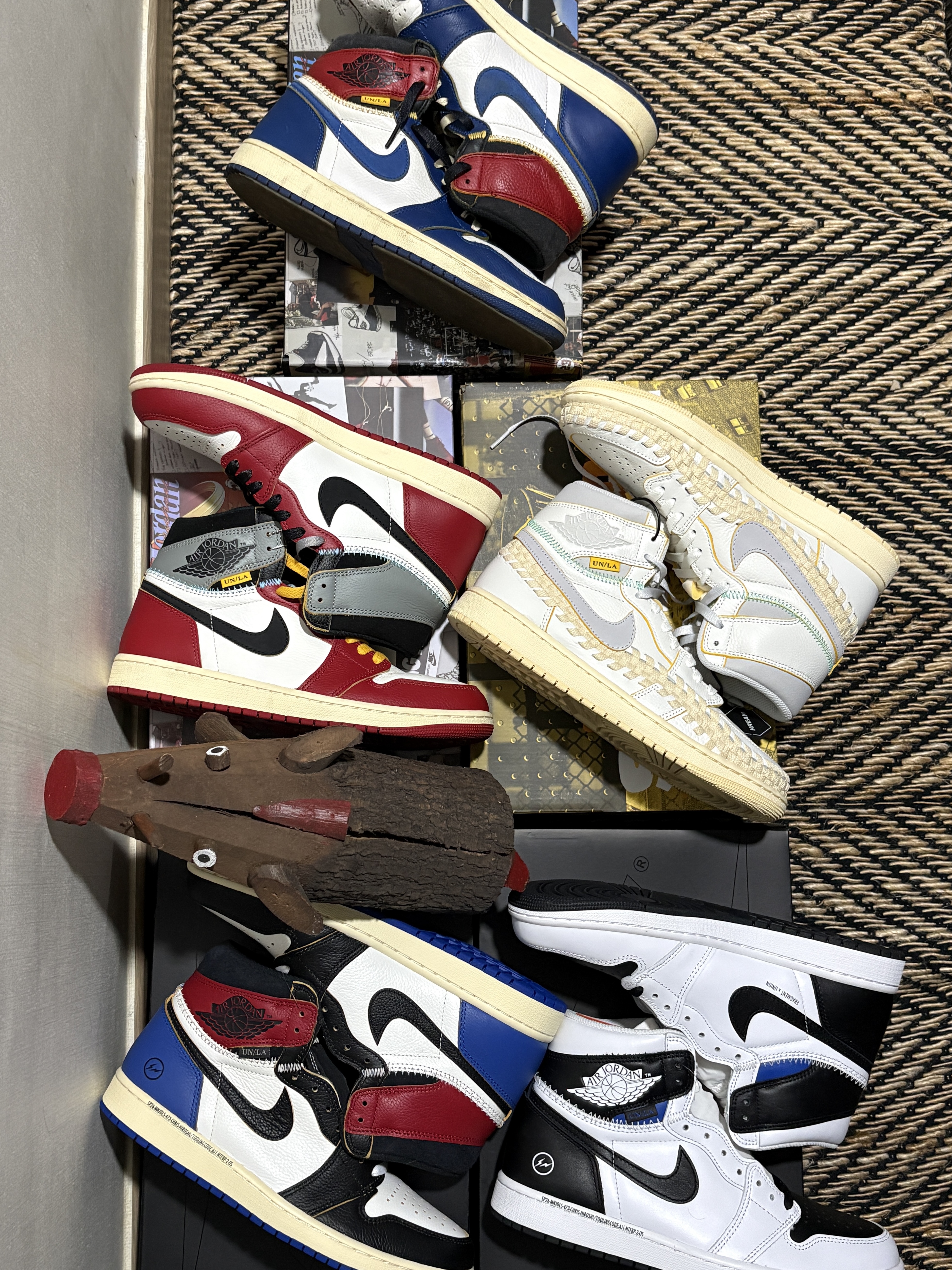 Jordan 1 x Fragment x Union LA Black and Varsity Red, Jordan 1 x Fragment x Union LA High OG SP White Black 착용 스타일 - 2