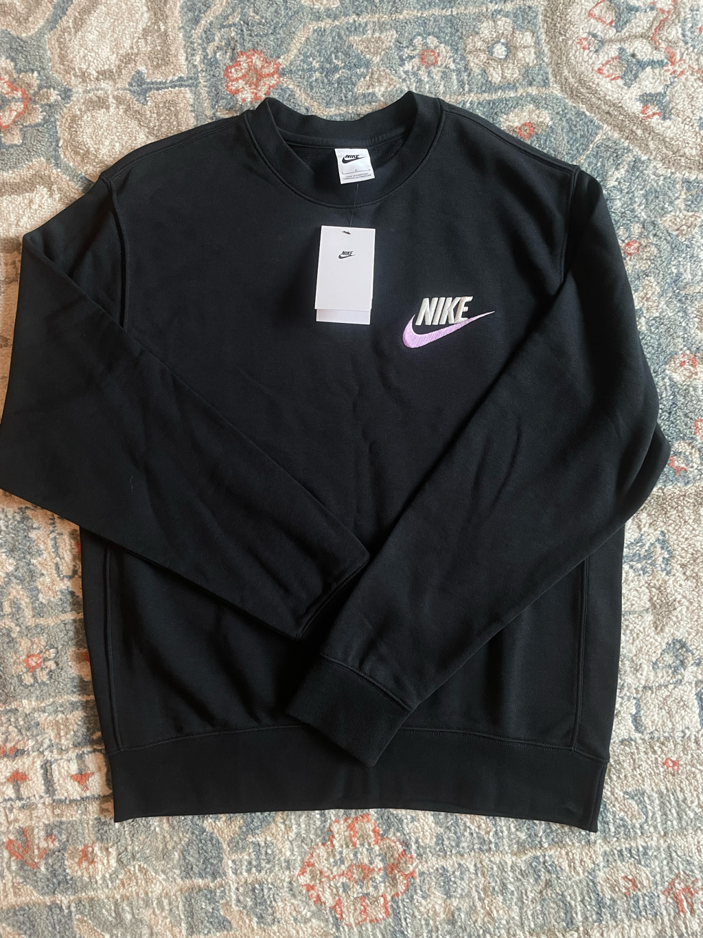 Nike Club French Terry Crew Black - Asia 착용 스타일 - 1