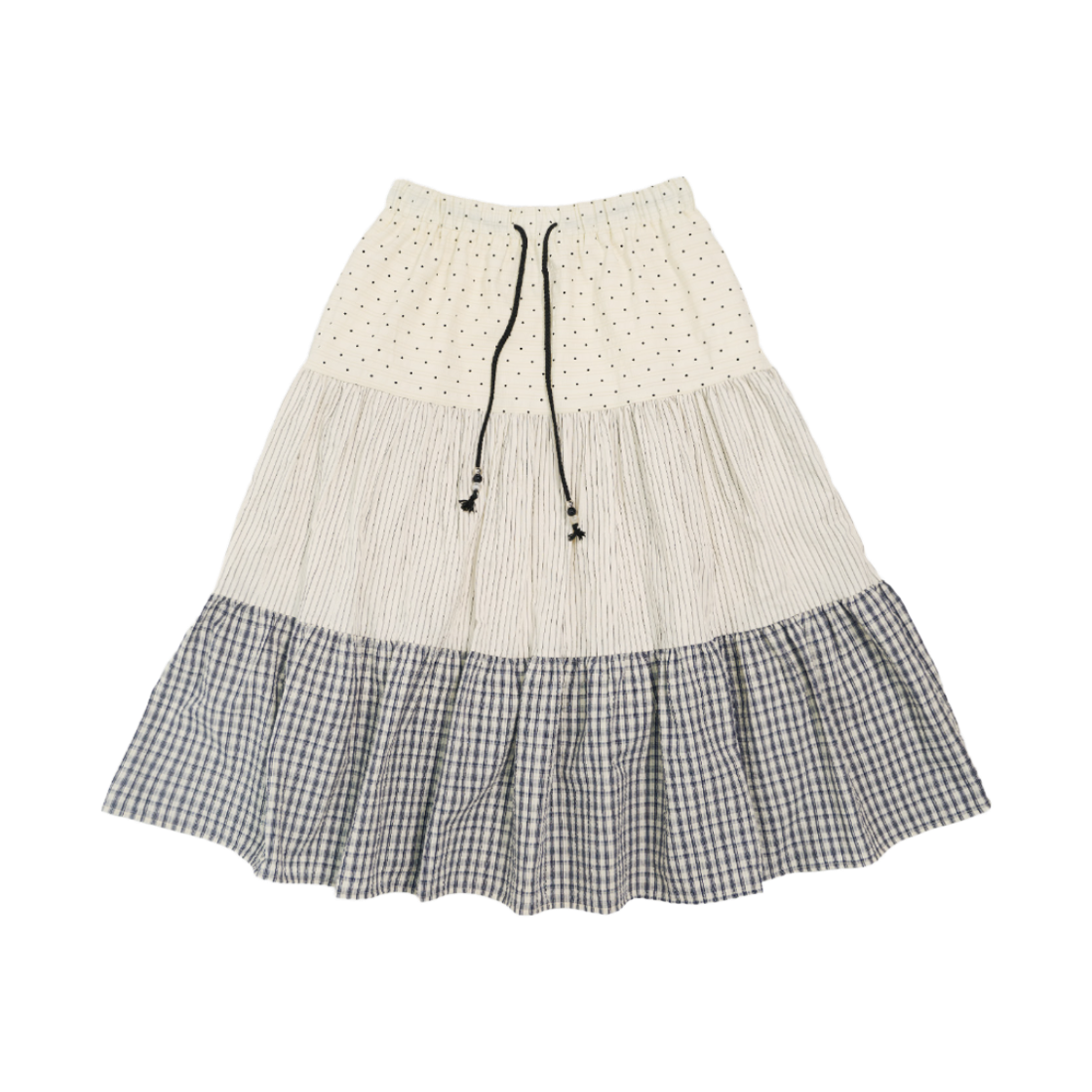미헤브 쓰리패턴 셔링 빈티지 스커트 아이보리(mihev Three-Pattern Shirring Vintage Skirt Ivory)