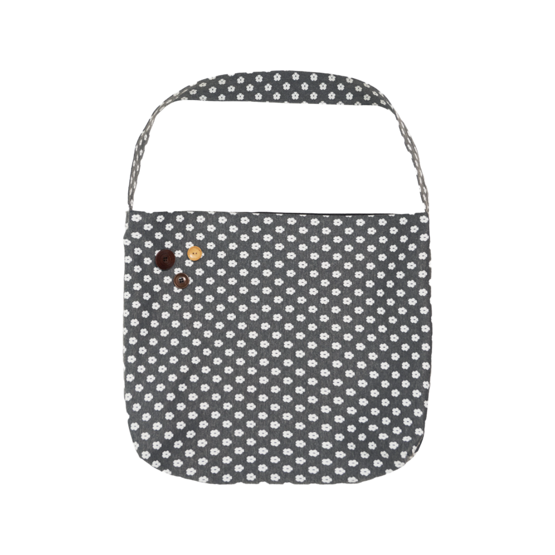 미헤브 리버시블 쓰리 우드 버튼 빈티지 백 그레이(mihev Reversible Three Wood Button Vintage Bag Gray)