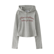 Blue Sunflower Crop Hood Half-Zip Melange Grey