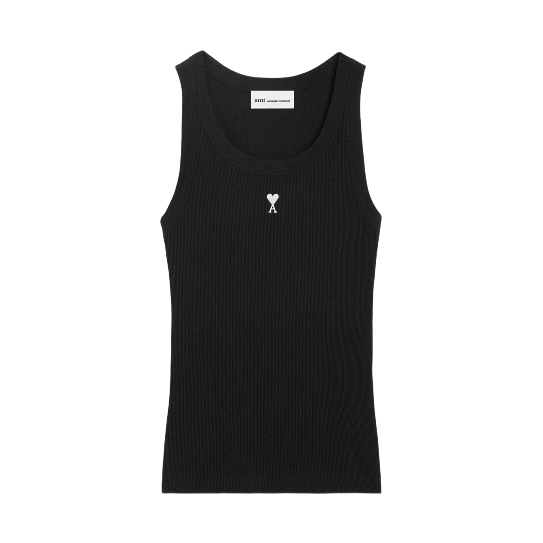 (W) 아미 스몰 하트 로고 코튼 탱크탑 블랙 화이트 크림((W) AMI de Coeur Cotton Tank Top Black White Cream)