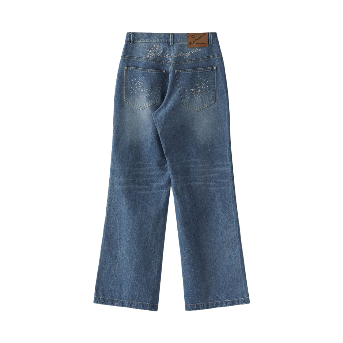 블루 선플라워 세미 플레어 핫픽스 진(Blue Sunflower Semi-Flare Hotfix Jeans) - 3