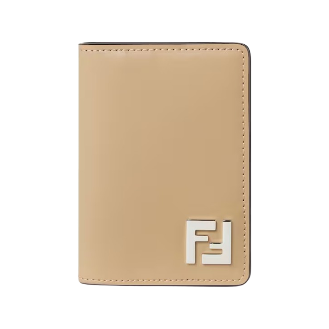 7M0349AV86F19VE Fendi FF Squared Card Holder Beige