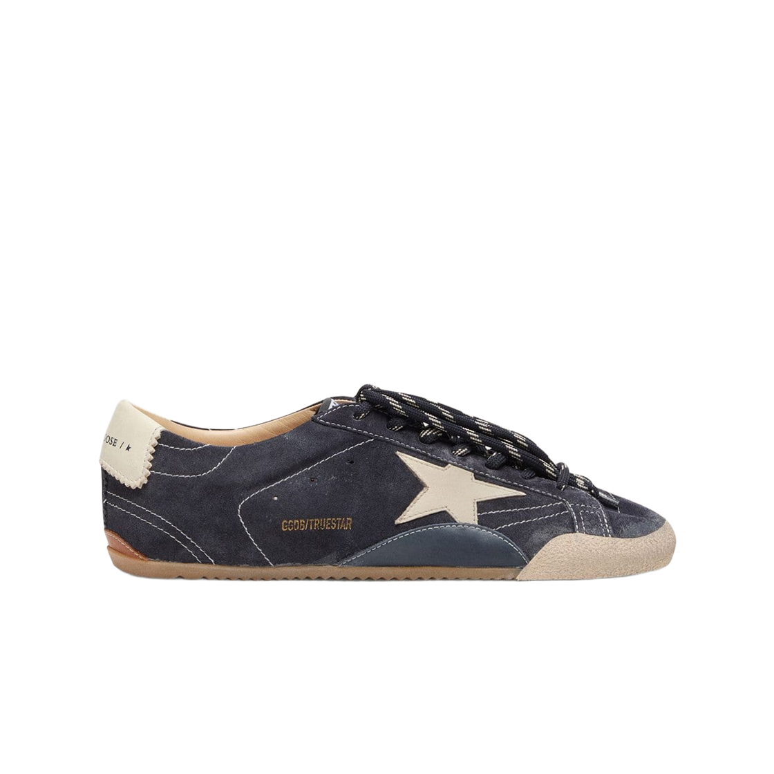 GWF00922-F008370-51103 (W) Golden Goose True-Star White Star Heel Tab Sneakers Dark Blue