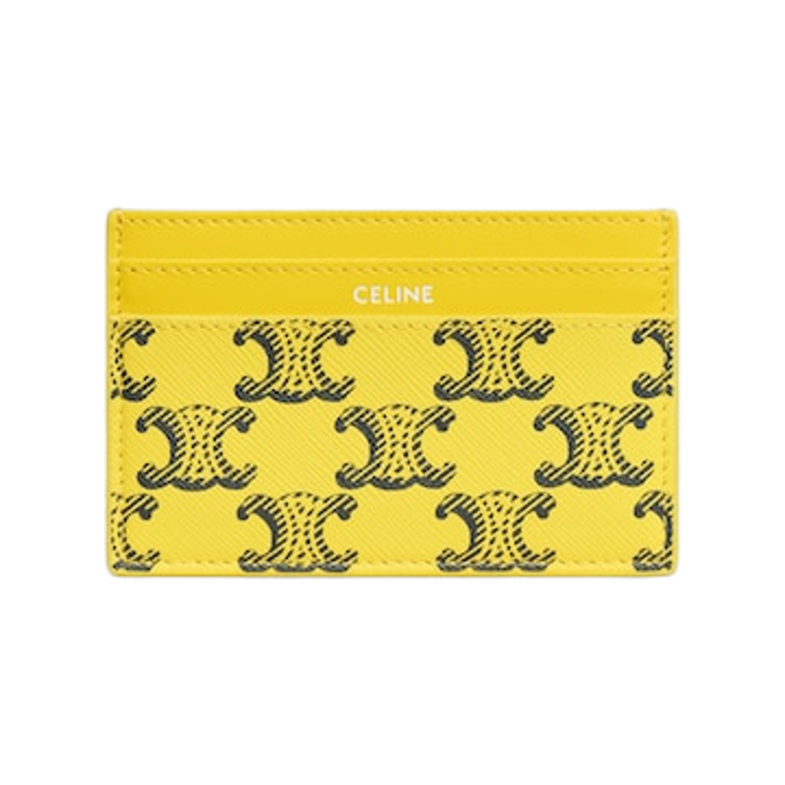 10N762V17-11AL Celine Card Holder in Triomphe Canvas and Calfskin Ultra Yellow