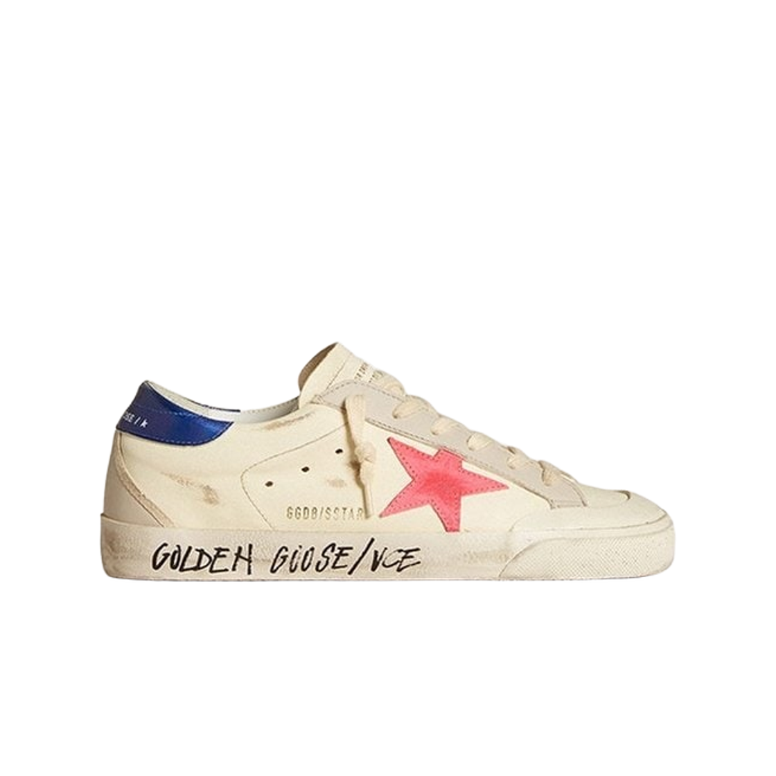 GWF00175-F006605-12121 (W) Golden Goose Superstar Red Suede Blue Leather Heel Tab White