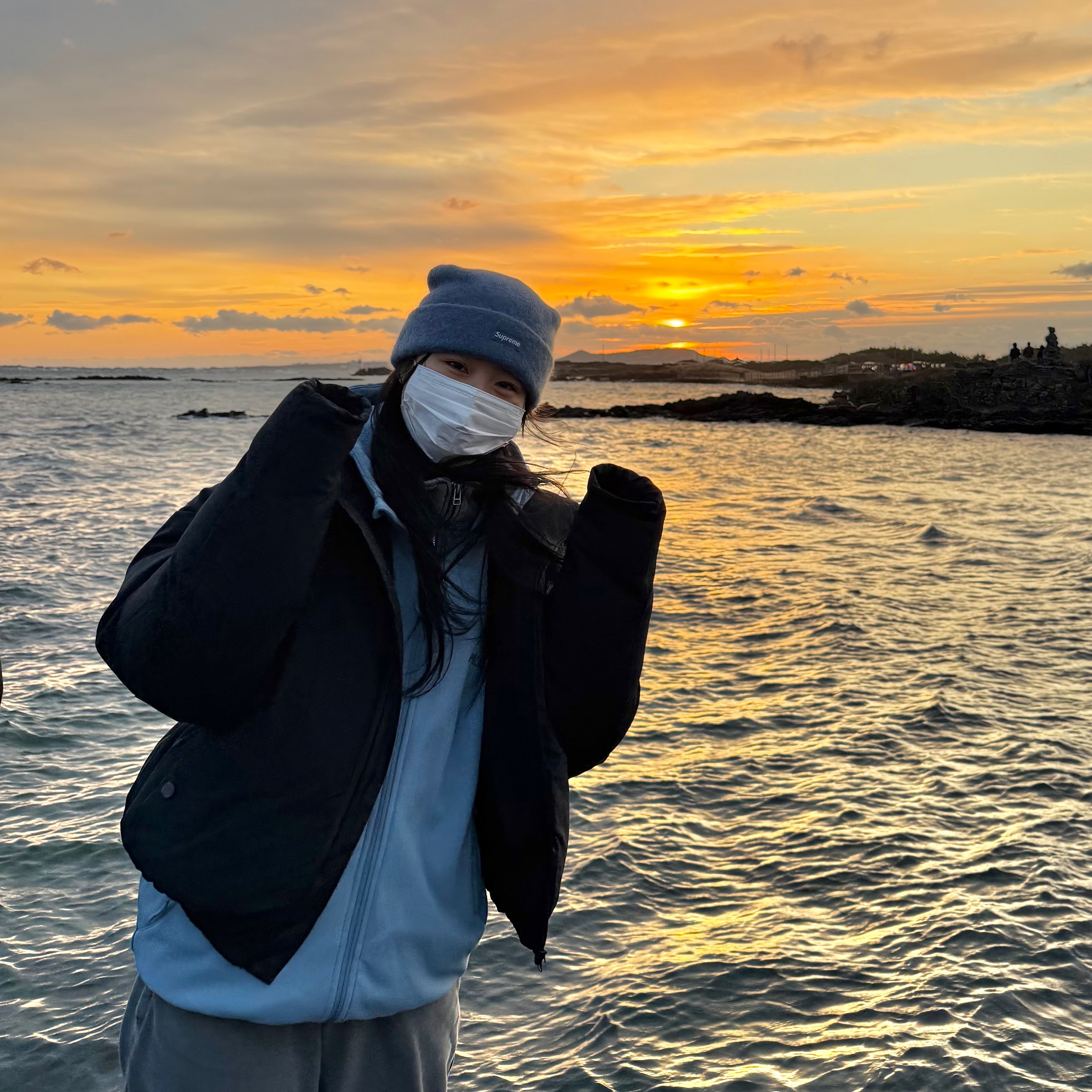 Supreme Mohair Beanie Dark Slate - 23FW, Palace P-Tec Fleece Jacket Blue - 24SS 착용 스타일