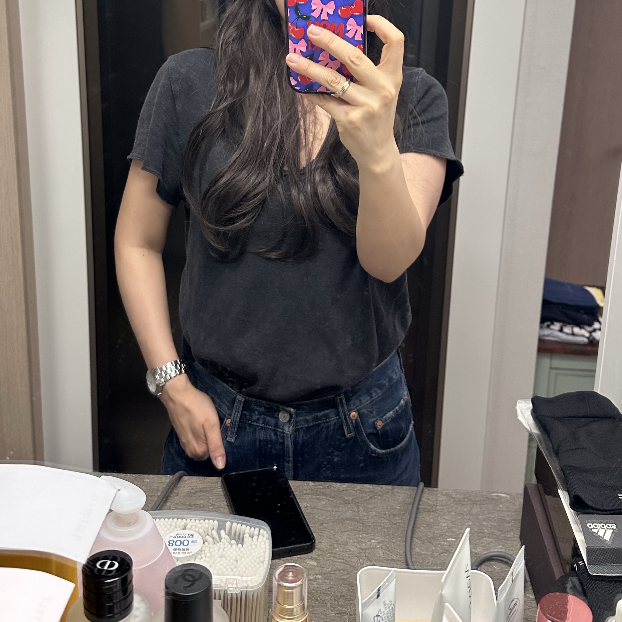 Levi's 501 Original Fit Jean Midium Indigo 착용 스타일 - 3