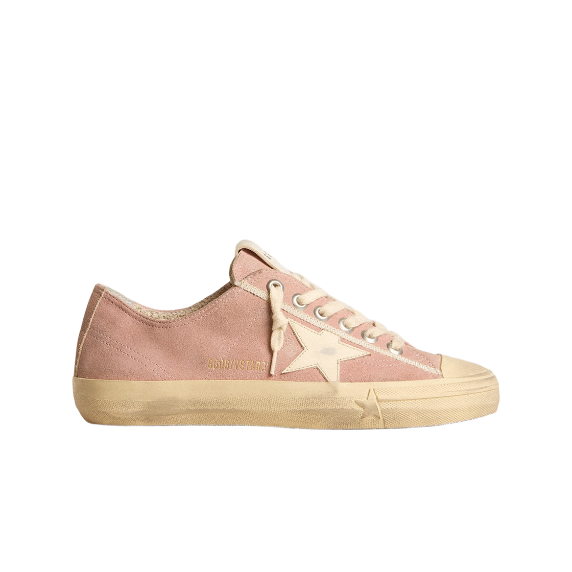 GWF00129-F005885-25703 (W) Golden Goose V-Star Suede Cream Sneakers Pink