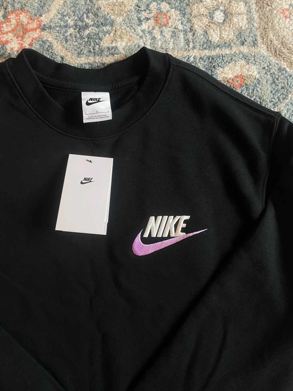 Nike Club French Terry Crew Black - Asia 착용 스타일 - 3