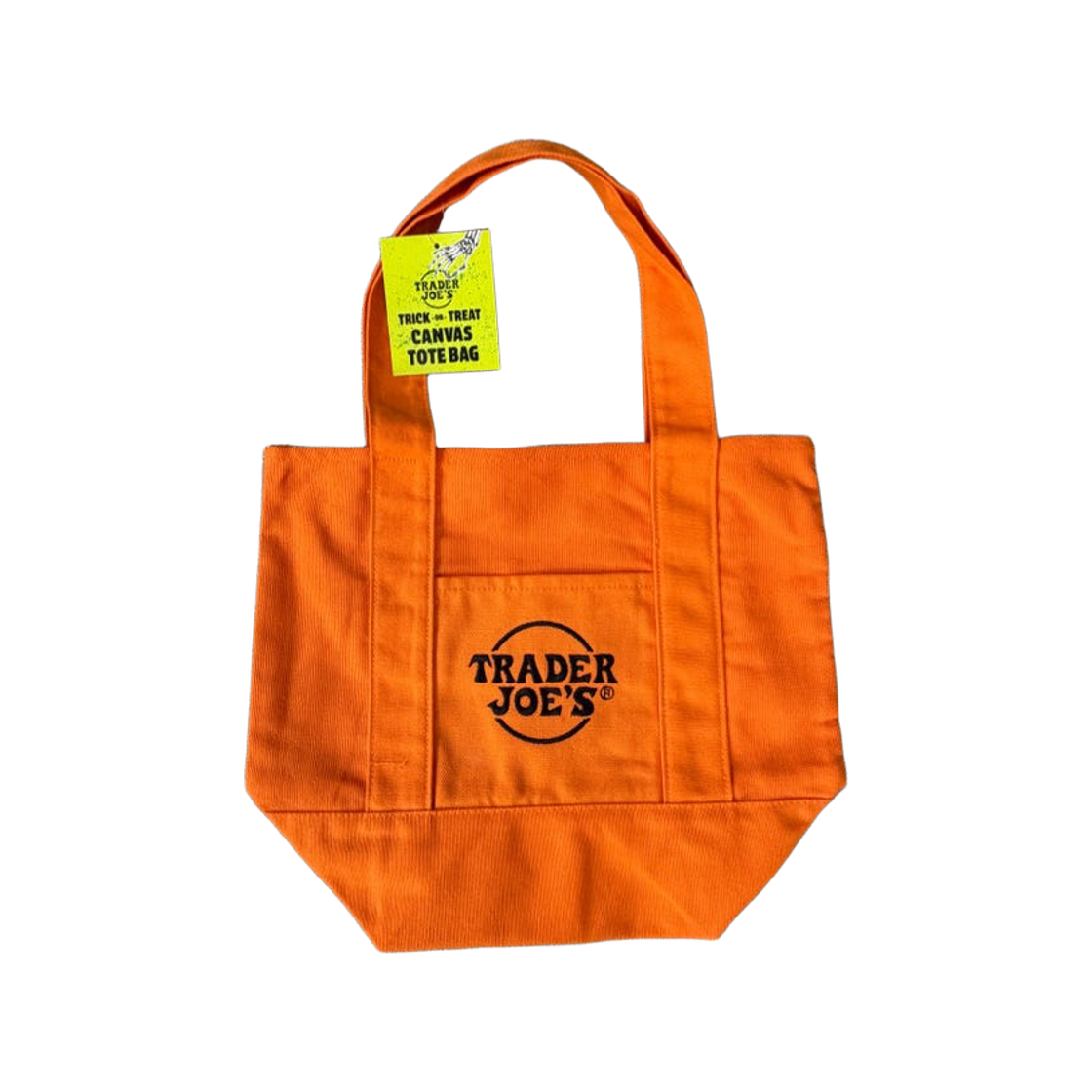 트레이더 조 할로윈 리미티드 에디션 트릭 오어 트릿 미니 캔버스 토트백 오렌지(Trader Joe's Halloween Limited Edition Trick or Treat Mini Canvas Tote Bag Orange)