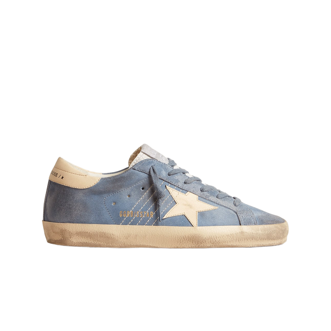 GWF00101-F005877-50856 (W) Golden Goose Super Star Suede Leather Heel Tab Sneakers Light Blue