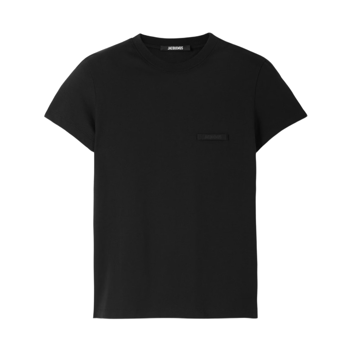 (W) 자크뮈스 그로그랭 로고 숏슬리브 티셔츠 블랙((W) Jacquemus Grosgrain Logo Short Sleeve T-Shirt Black)