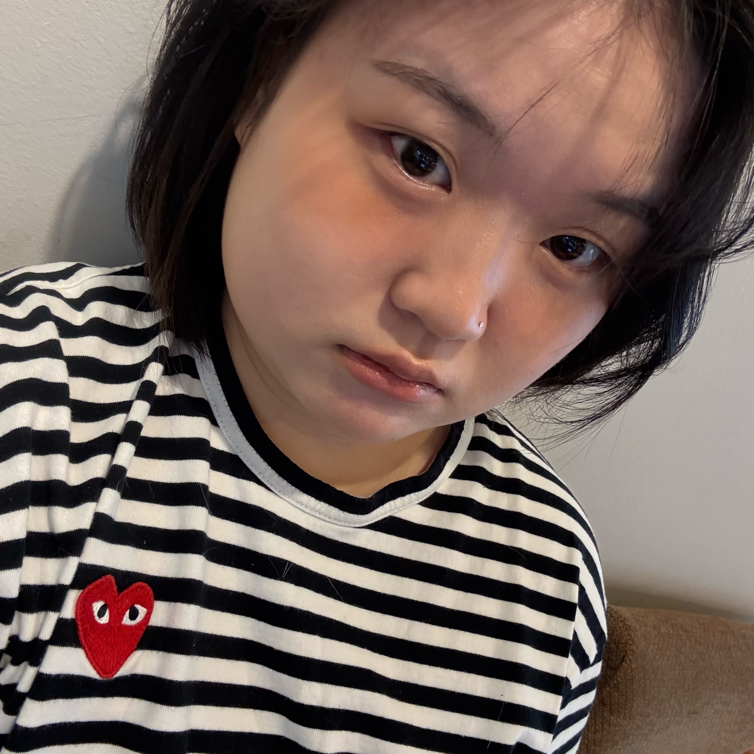 Play Comme des Garcons Striped LS T-Shirt Black White 착용 스타일 - 2