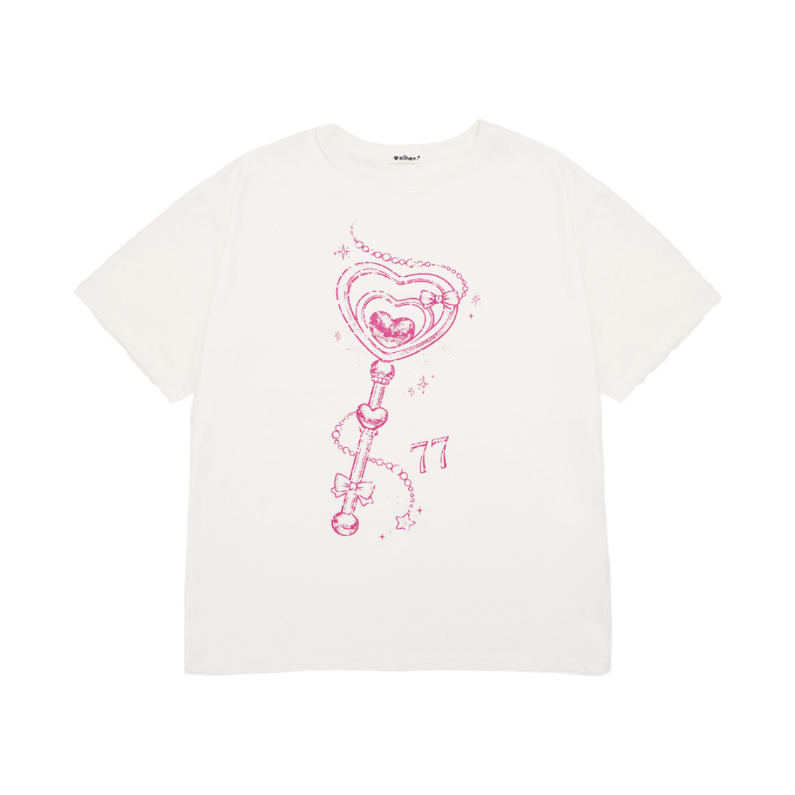 미헤브 러블리 매직 완드 오버핏 반팔 티셔츠 화이트(mihev Lovely Magic Wand Oversized T-Shirt White)