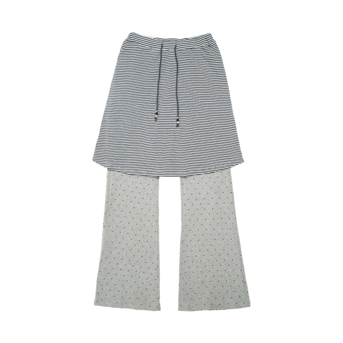 2FAPT001G mihev Dot Stripe Layered Skirt Pants Gray