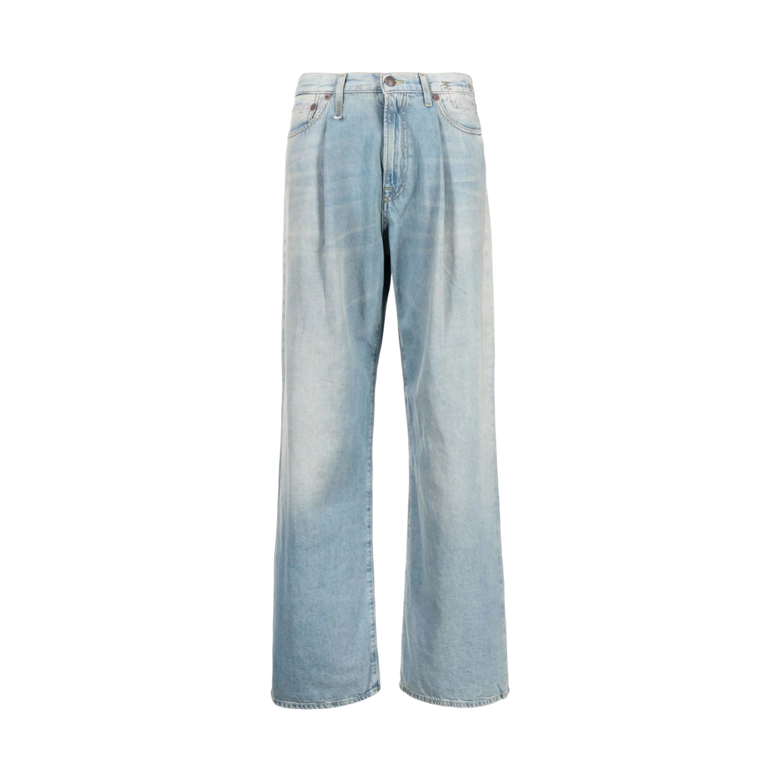 R13W3147-897A R13 Damon Pleated Wide Denim Pants Lennon Blue