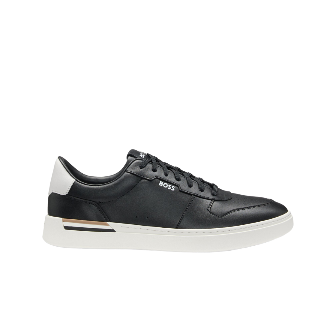 휴고 보스 로고 디테일 레더 스니커즈 블랙(Hugo Boss Logo Detail Leather Sneakers Black)