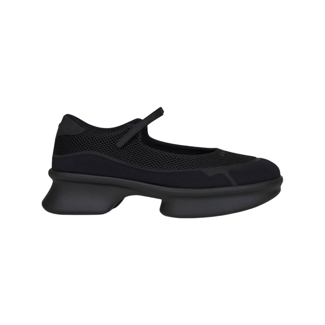 1F111O-YZU-F0002 (W) Prada Logo Mesh Ballerina Shoes Black